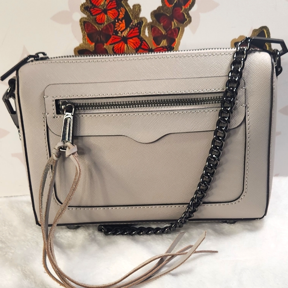 LIKE NEW- REBECCA MINKOFF Saffiano Leather Crossbody Bag-with gunmetal hardware